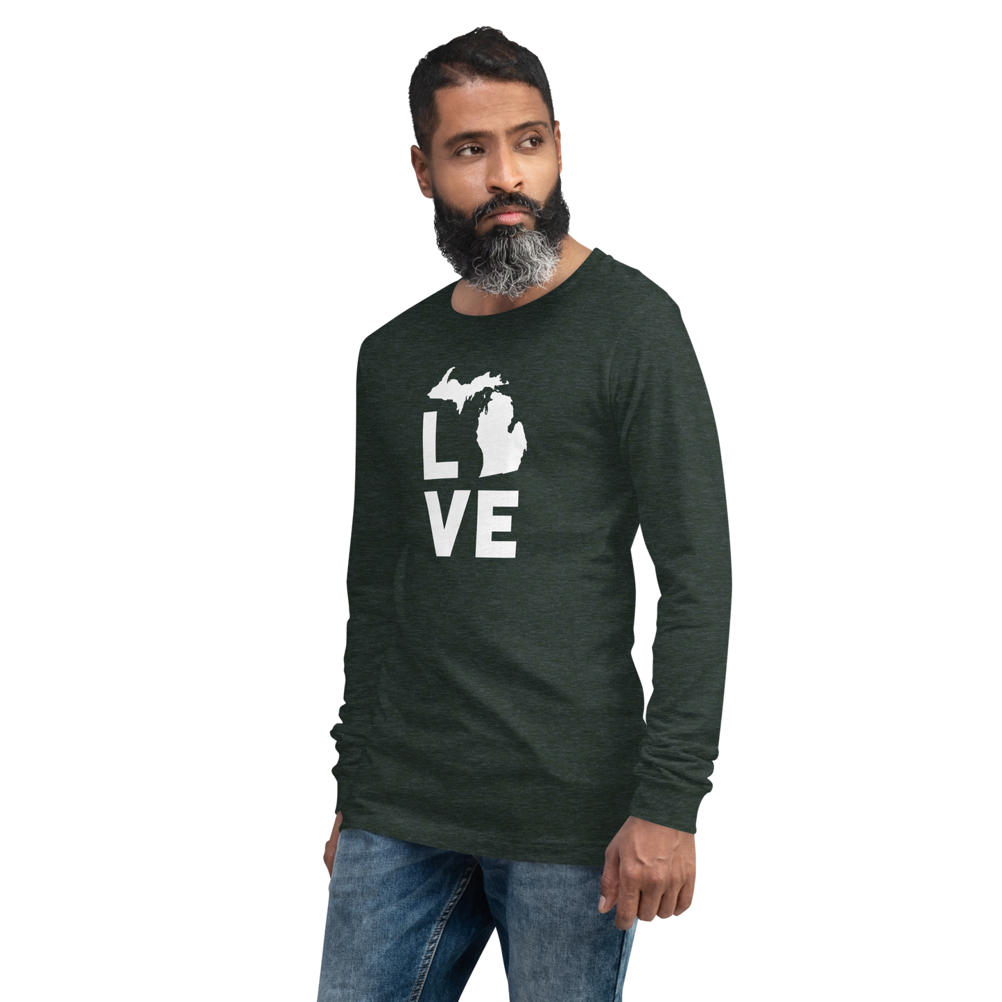 Michigan 'Love' T-Shirt (Geometric Sans Font) | Unisex Long Sleeve