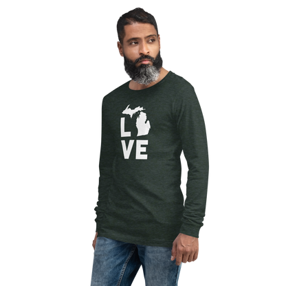 Michigan 'Love' T-Shirt (Geometric Sans Font) | Unisex Long Sleeve