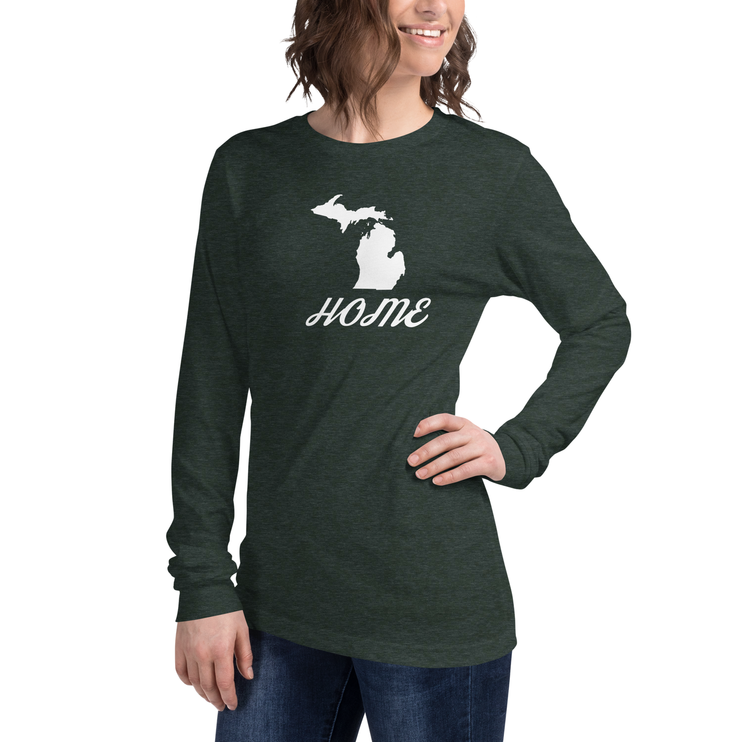 Michigan 'Home' T-Shirt (Retro Script Font) | Unisex Long Sleeve