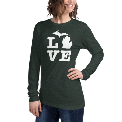 Michigan 'Love' T-Shirt (Typewriter Font) | Unisex Long Sleeve