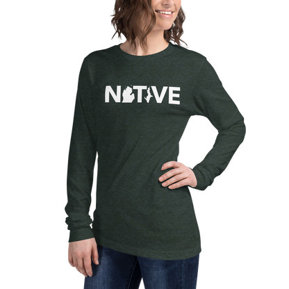 Michigan 'Native' T-Shirt (Geometric Sans Font) | Unisex Long Sleeve