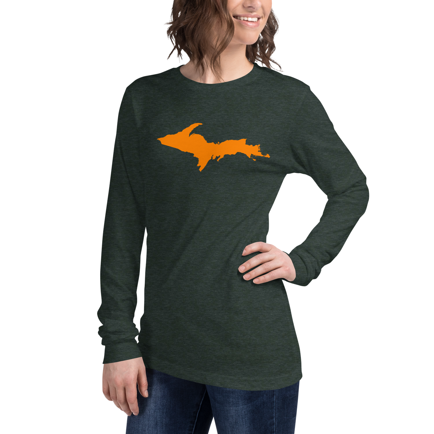 Michigan Upper Peninsula T-Shirt (w/ Orange UP Outline) | Unisex Long Sleeve