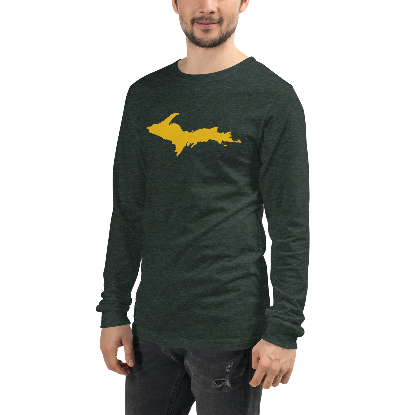 Michigan Upper Peninsula T-Shirt (w/ Gold UP Outline) | Unisex Long Sleeve