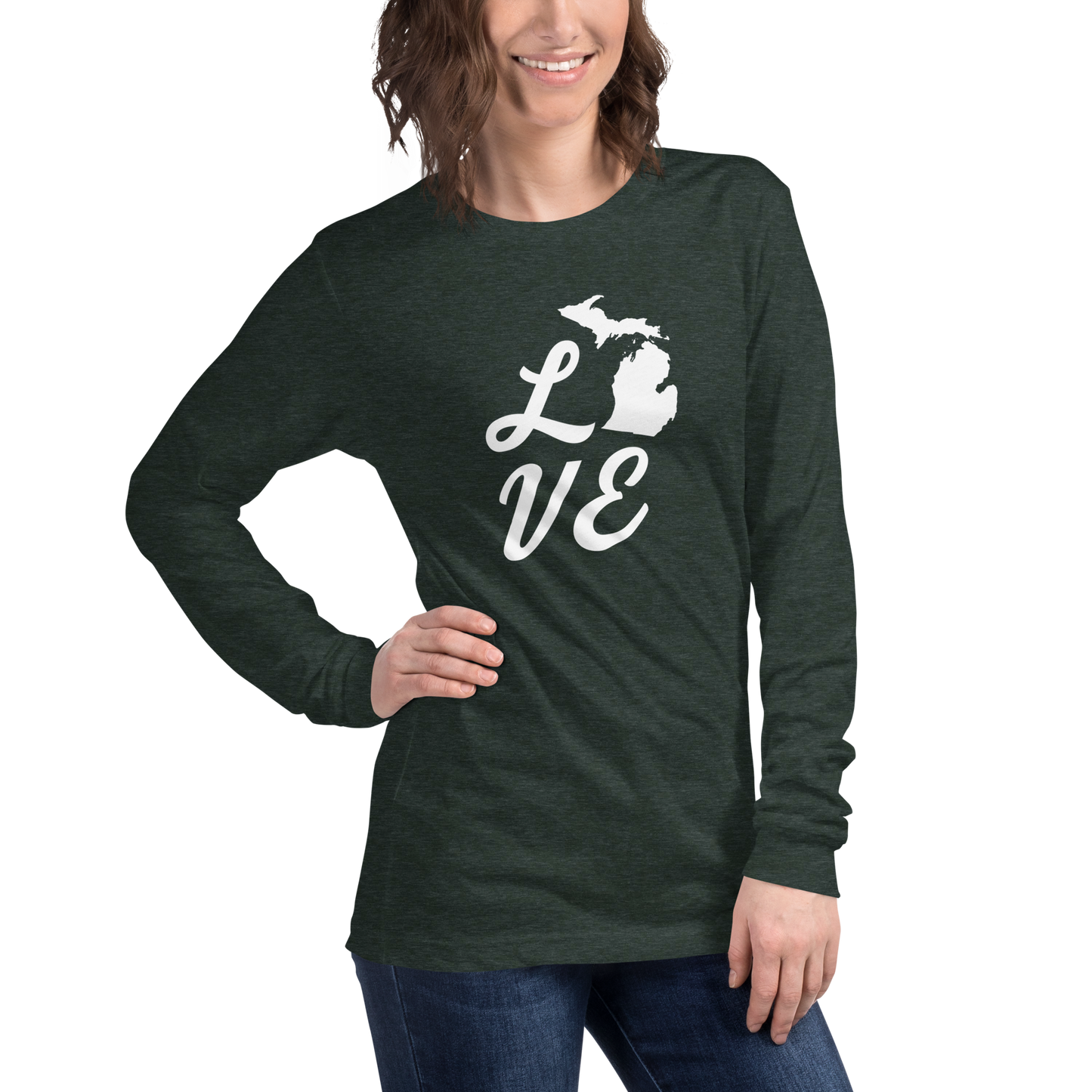 Michigan 'Love' T-Shirt (Retro Script Font) | Unisex Long Sleeve