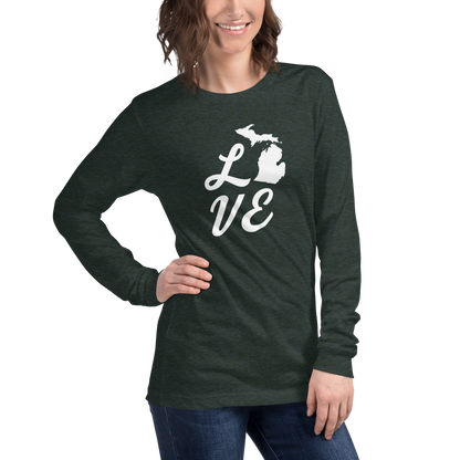 Michigan 'Love' T-Shirt (Retro Script Font) | Unisex Long Sleeve