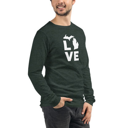 Michigan 'Love' T-Shirt (Geometric Sans Font) | Unisex Long Sleeve