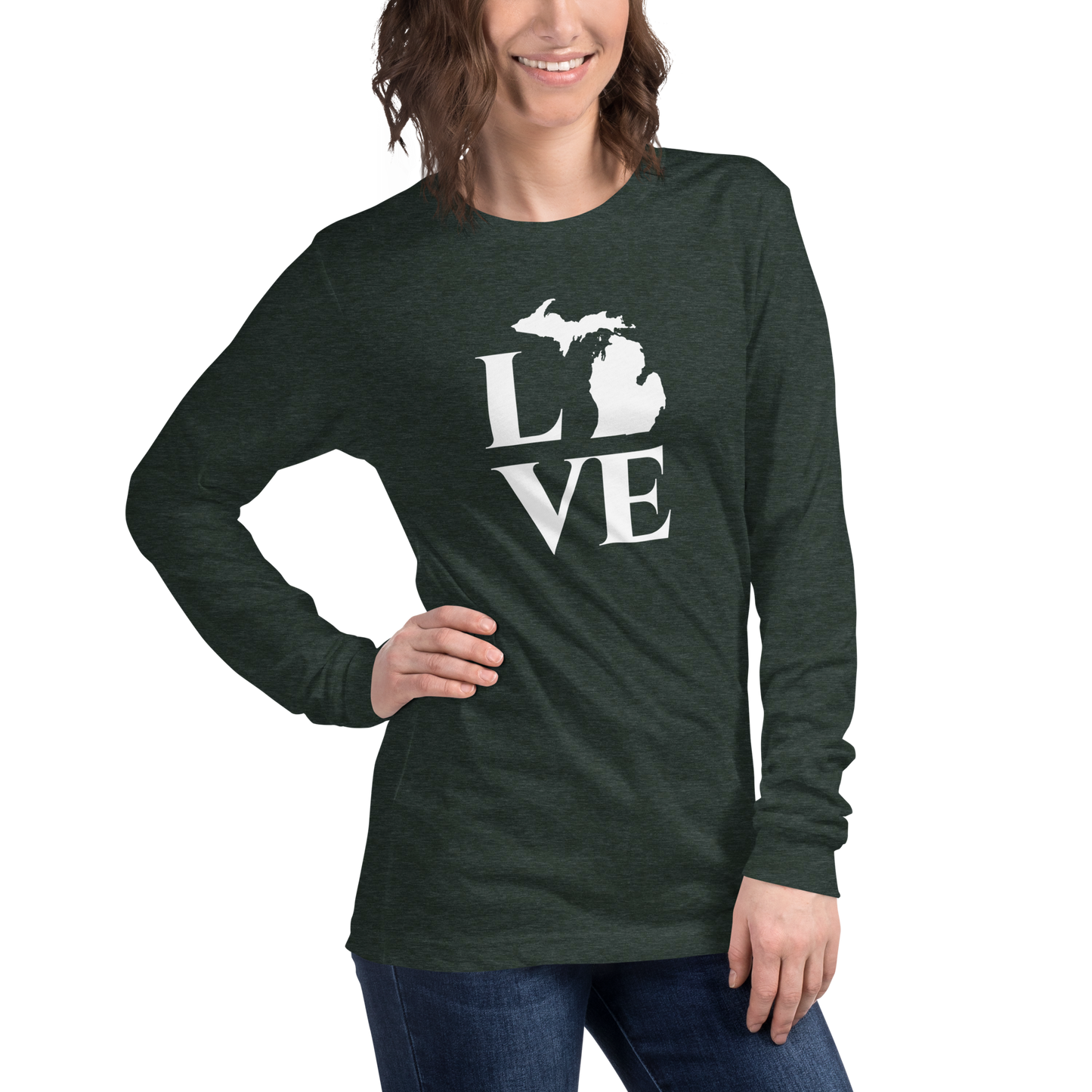 Michigan 'Love' T-Shirt (Roman Serif Font) | Unisex Long Sleeve