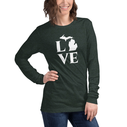 Michigan 'Love' T-Shirt (Roman Serif Font) | Unisex Long Sleeve