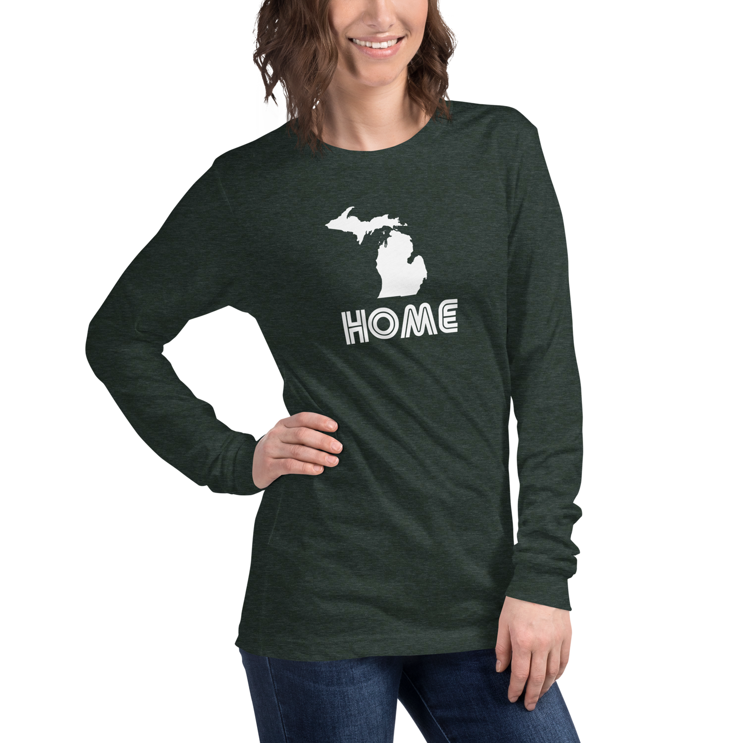 Michigan 'Home' T-Shirt (1970s Audiophile Font) | Unisex Long Sleeve