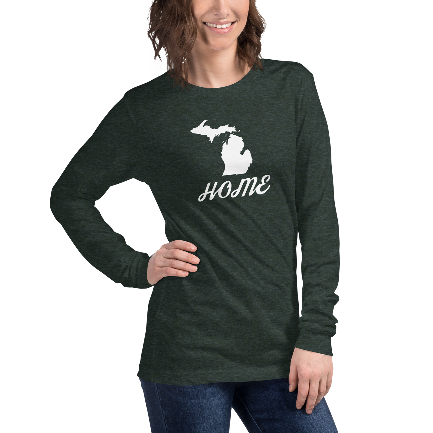 Michigan 'Home' T-Shirt (Retro Script Font) | Unisex Long Sleeve