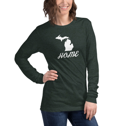 Michigan 'Home' T-Shirt (Retro Script Font) | Unisex Long Sleeve