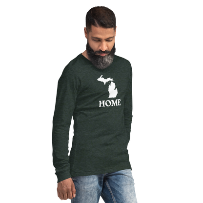 Michigan 'Home' T-Shirt (Woodcut Font) | Unisex Long Sleeve