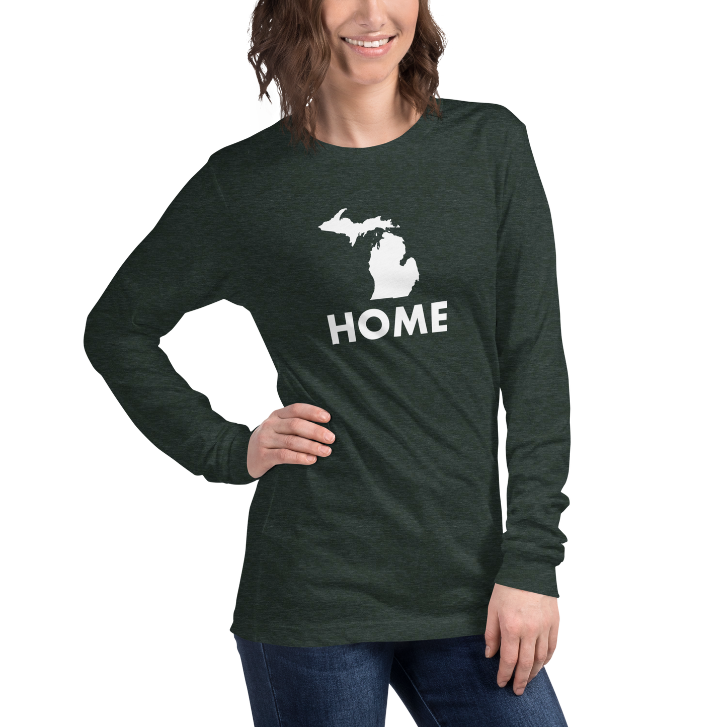 Michigan 'Home' T-Shirt (Geometric Sans Font) | Unisex Long Sleeve