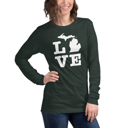 Michigan 'Love' T-Shirt (Typewriter Font) | Unisex Long Sleeve