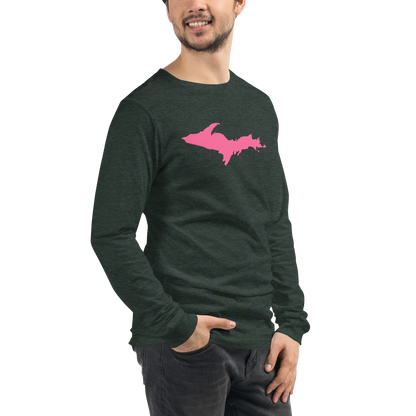 Michigan Upper Peninsula T-Shirt (w/ Pink UP Outline) | Unisex Long Sleeve