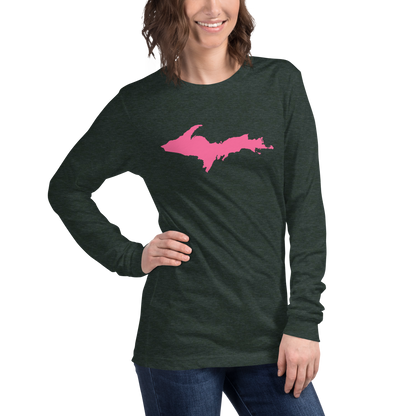 Michigan Upper Peninsula T-Shirt (w/ Pink UP Outline) | Unisex Long Sleeve