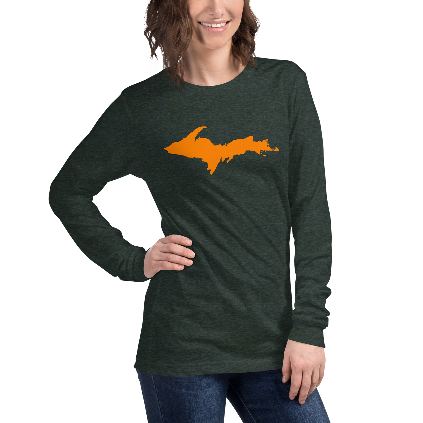 Michigan Upper Peninsula T-Shirt (w/ Orange UP Outline) | Unisex Long Sleeve