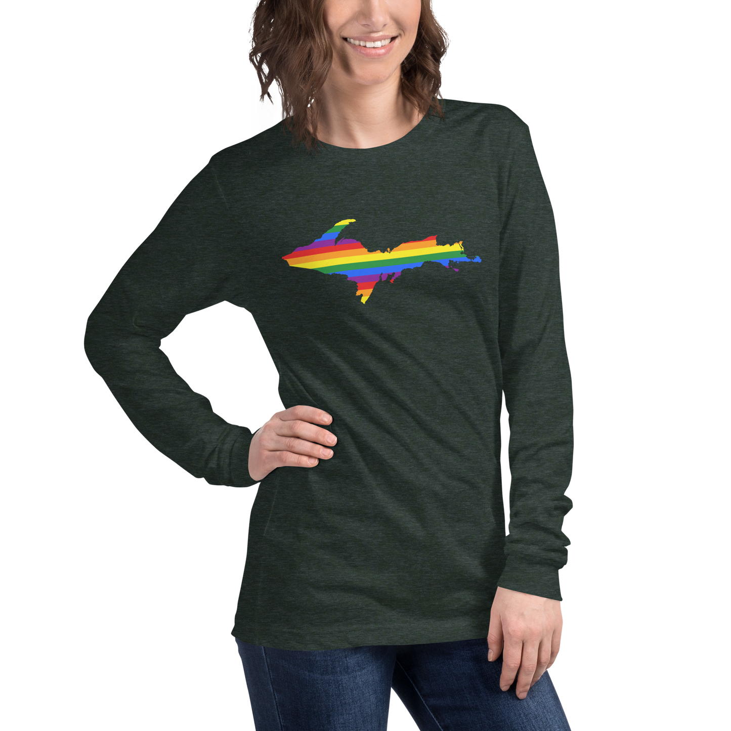 Michigan Upper Peninsula T-Shirt (w/ UP Pride Flag Outline) | Unisex Long Sleeve