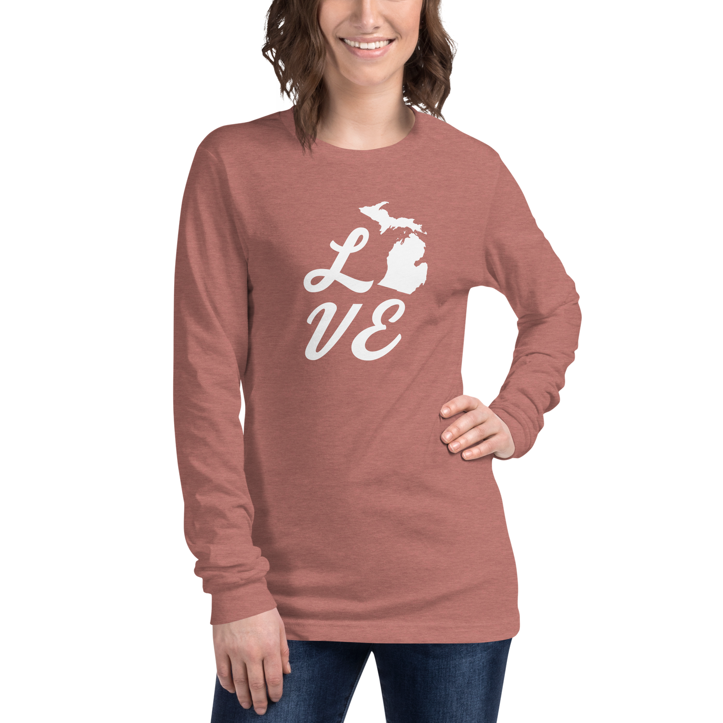 Michigan 'Love' T-Shirt (Retro Script Font) | Unisex Long Sleeve