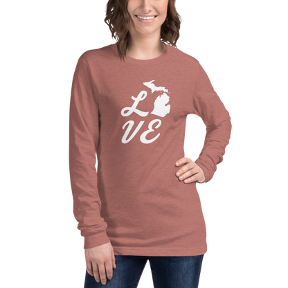 Michigan 'Love' T-Shirt (Retro Script Font) | Unisex Long Sleeve