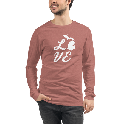 Michigan 'Love' T-Shirt (Retro Script Font) | Unisex Long Sleeve