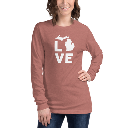 Michigan 'Love' T-Shirt (Geometric Sans Font) | Unisex Long Sleeve