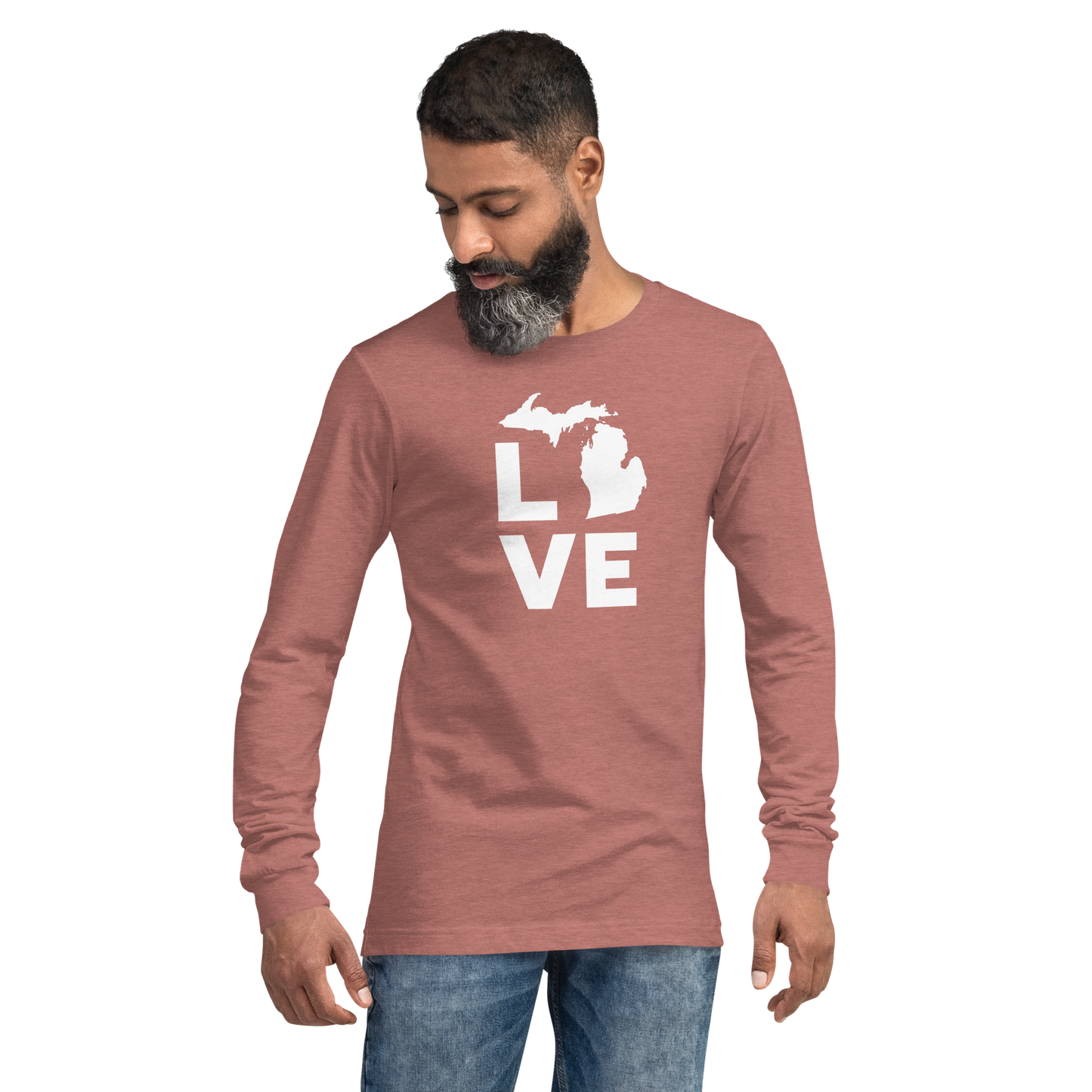 Michigan 'Love' T-Shirt (Geometric Sans Font) | Unisex Long Sleeve