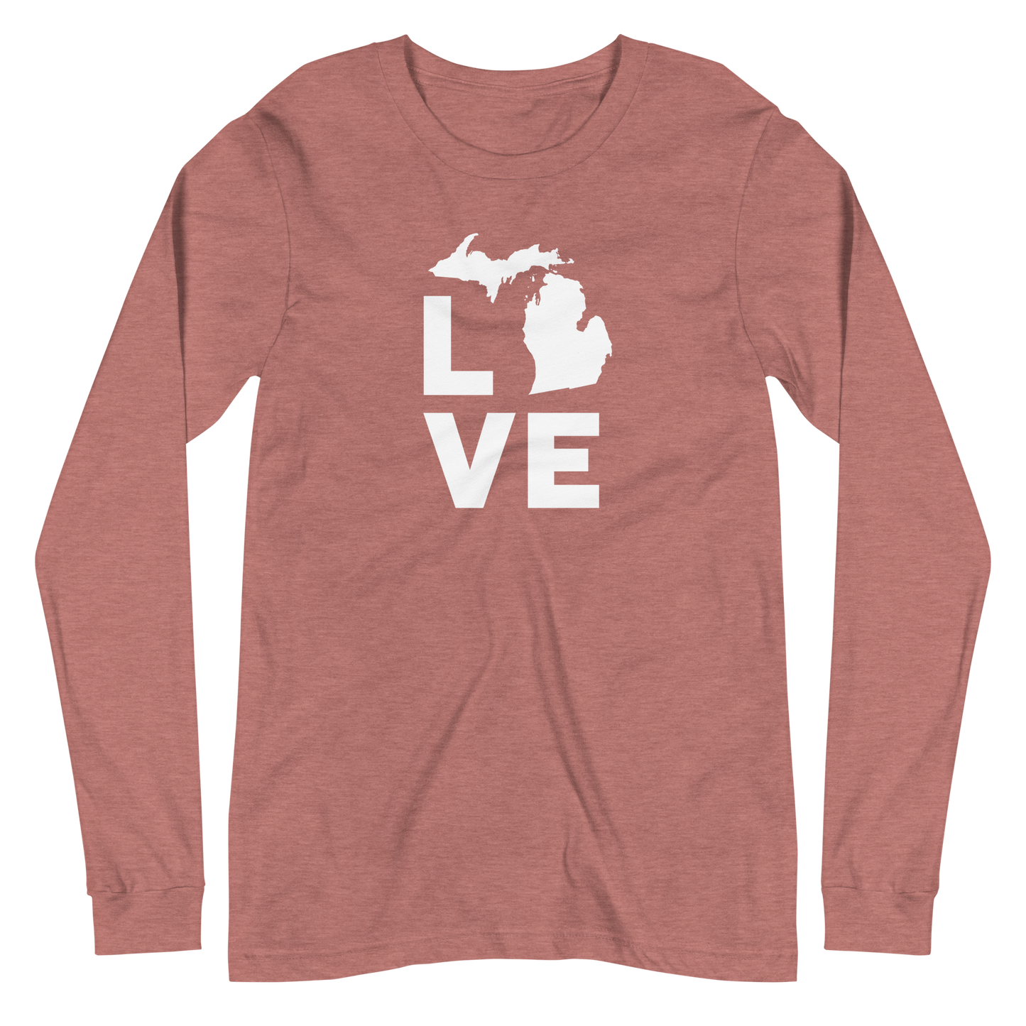 Michigan 'Love' T-Shirt (Geometric Sans Font) | Unisex Long Sleeve