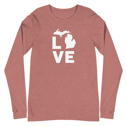 Michigan 'Love' T-Shirt (Geometric Sans Font) | Unisex Long Sleeve