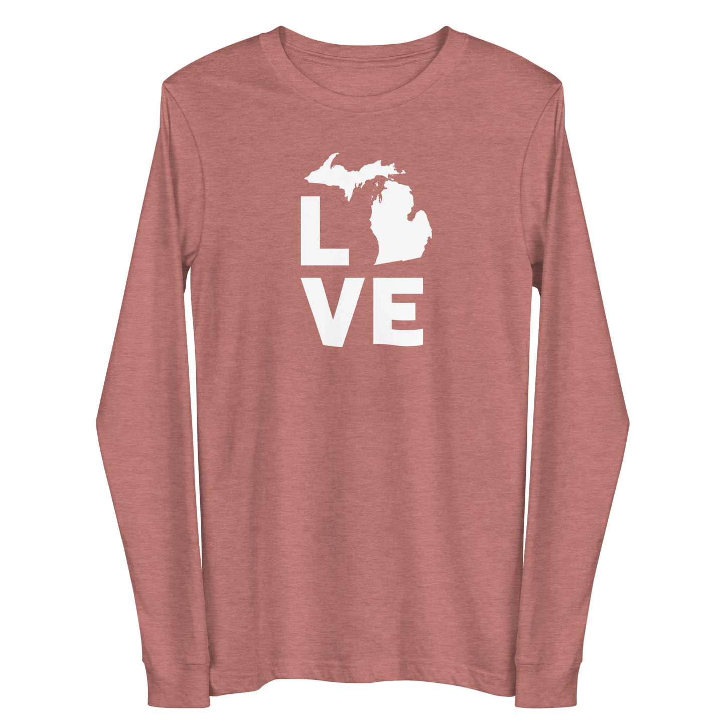 Michigan 'Love' T-Shirt (Geometric Sans Font) | Unisex Long Sleeve