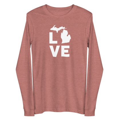 Michigan 'Love' T-Shirt (Geometric Sans Font) | Unisex Long Sleeve