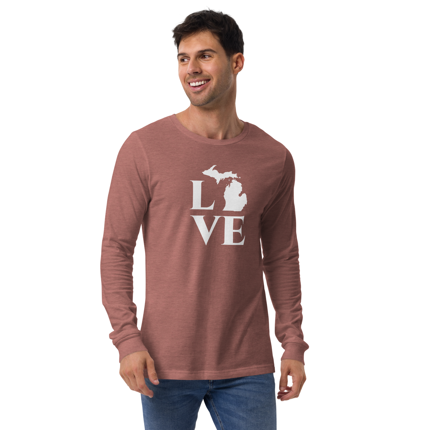 Michigan 'Love' T-Shirt (Roman Serif Font) | Unisex Long Sleeve