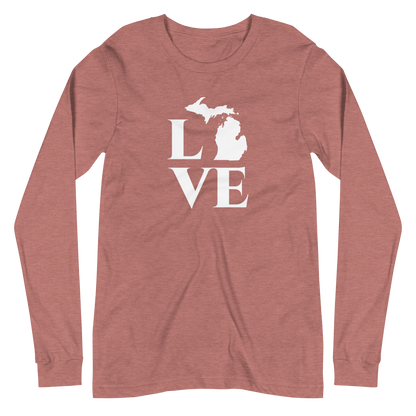 Michigan 'Love' T-Shirt (Roman Serif Font) | Unisex Long Sleeve