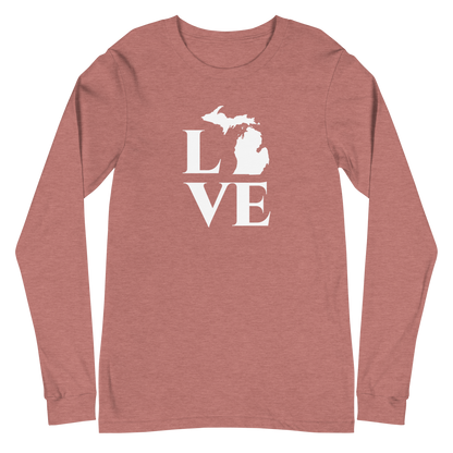 Michigan 'Love' T-Shirt (Roman Serif Font) | Unisex Long Sleeve