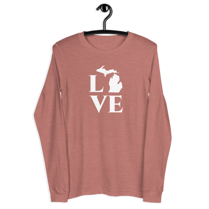 Michigan 'Love' T-Shirt (Roman Serif Font) | Unisex Long Sleeve