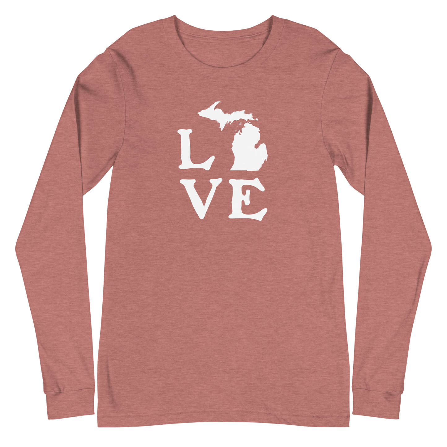 Michigan 'Love' T-Shirt (Woodcut Font) | Unisex Long Sleeve