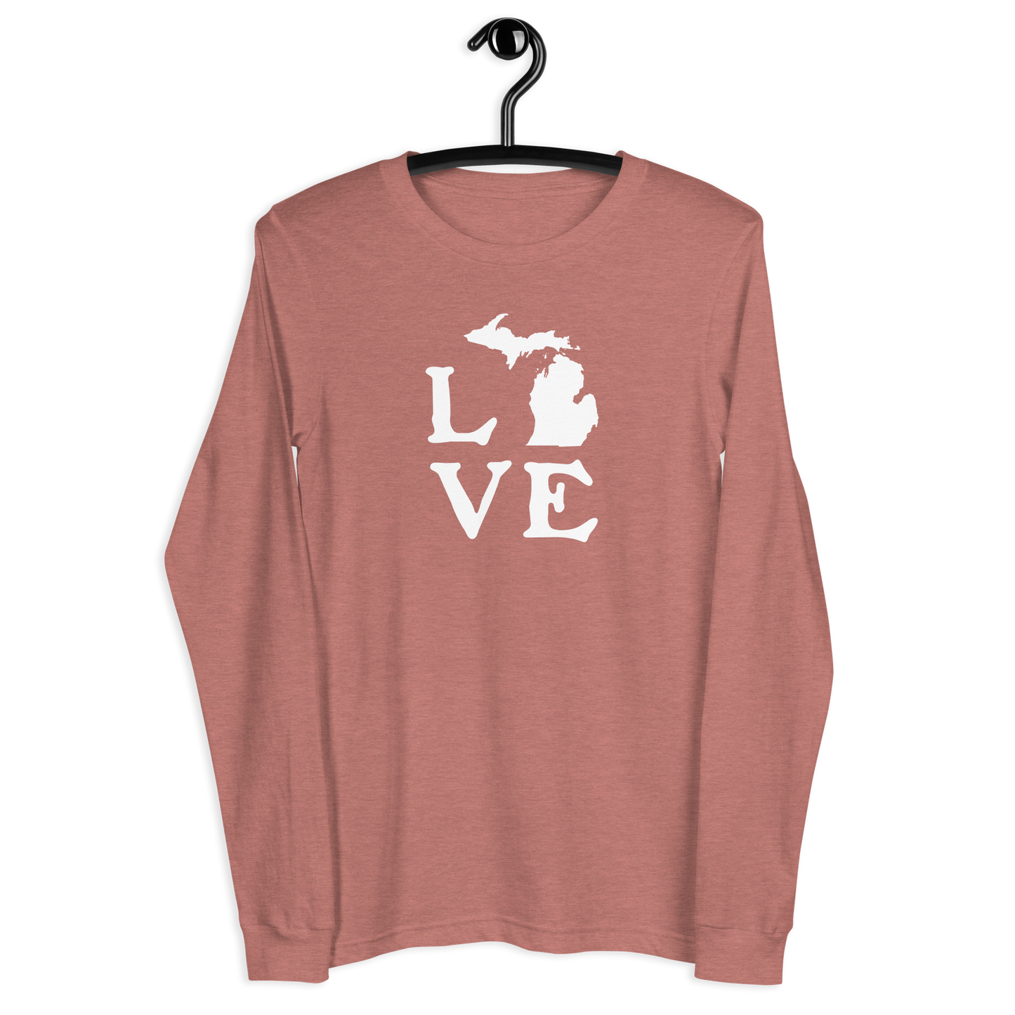 Michigan 'Love' T-Shirt (Woodcut Font) | Unisex Long Sleeve