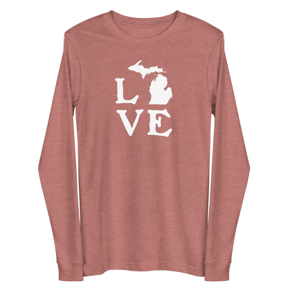 Michigan 'Love' T-Shirt (Woodcut Font) | Unisex Long Sleeve