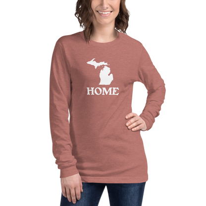 Michigan 'Home' T-Shirt (Woodcut Font) | Unisex Long Sleeve