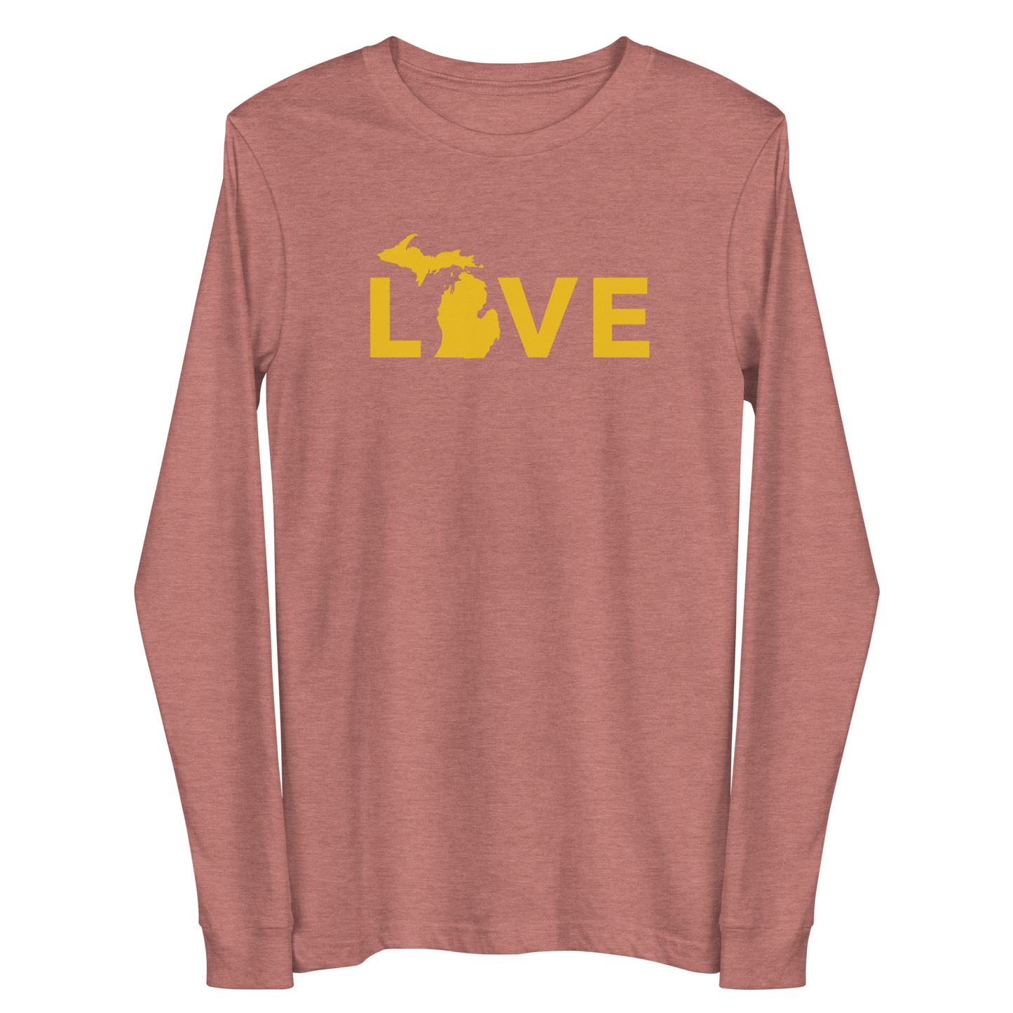 Michigan 'Love' T-Shirt (Geometric Sans Font - Gold/Navy) | Unisex Long Sleeve