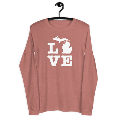 Michigan 'Love' T-Shirt (Typewriter Font) | Unisex Long Sleeve