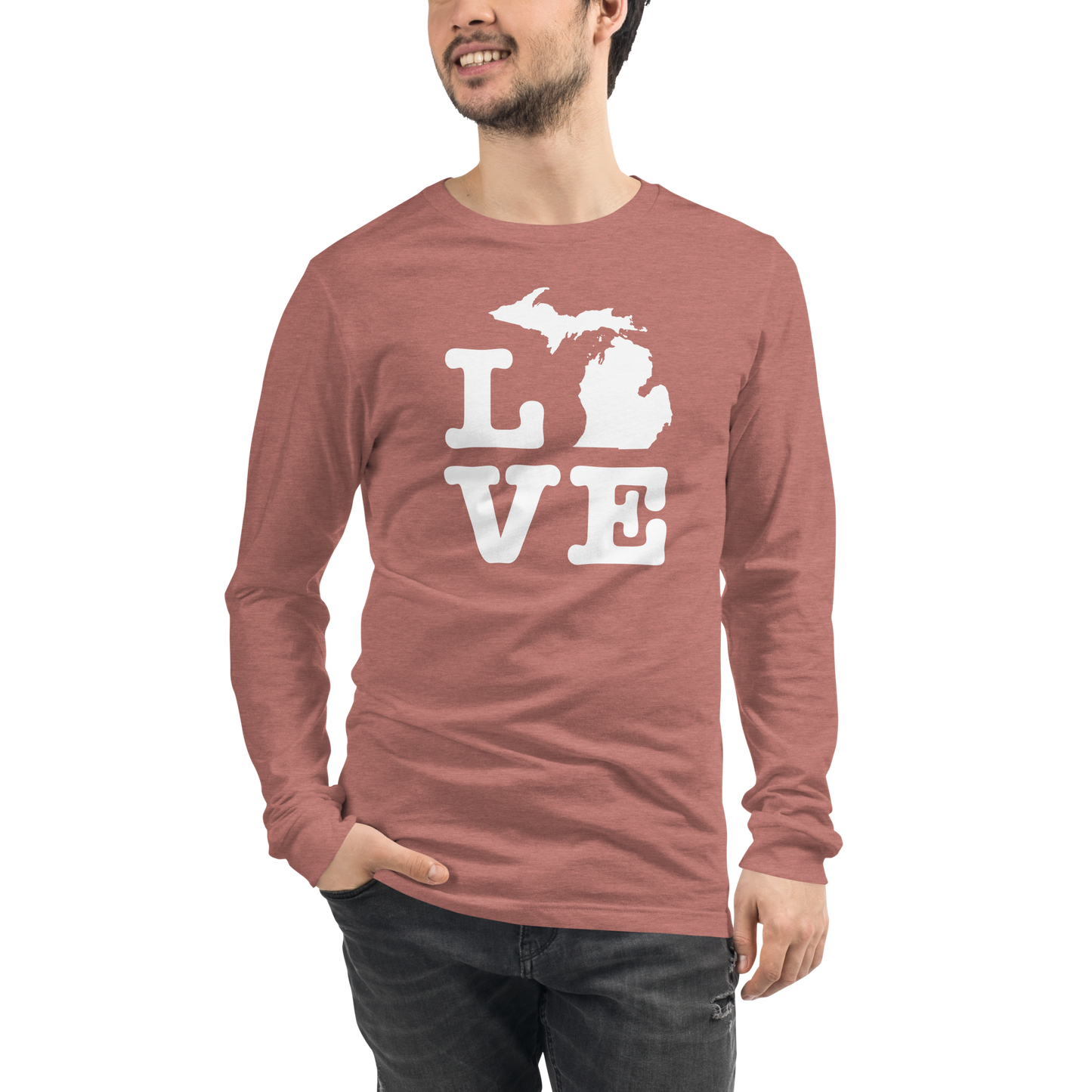 Michigan 'Love' T-Shirt (Typewriter Font) | Unisex Long Sleeve