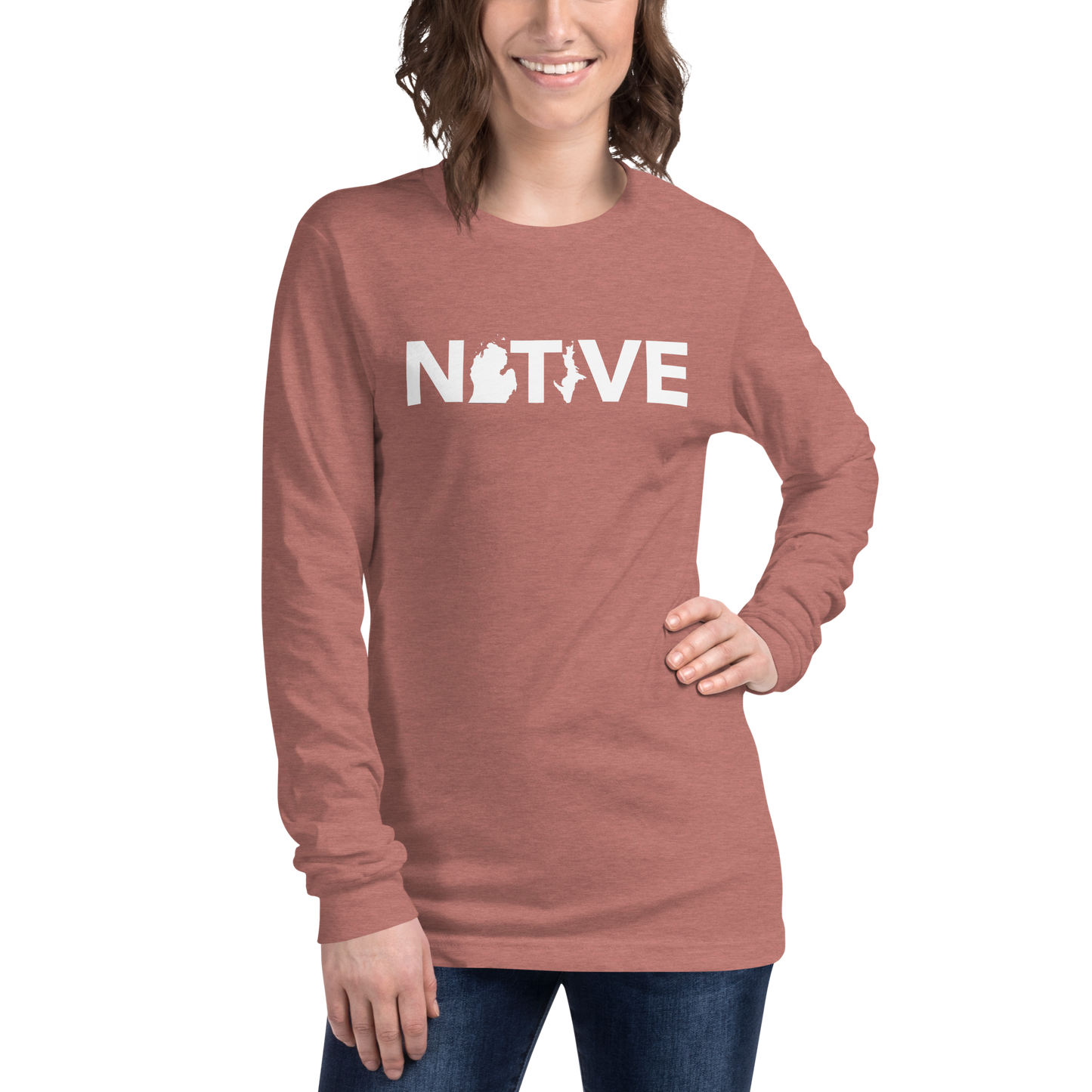 Michigan 'Native' T-Shirt (Geometric Sans Font) | Unisex Long Sleeve