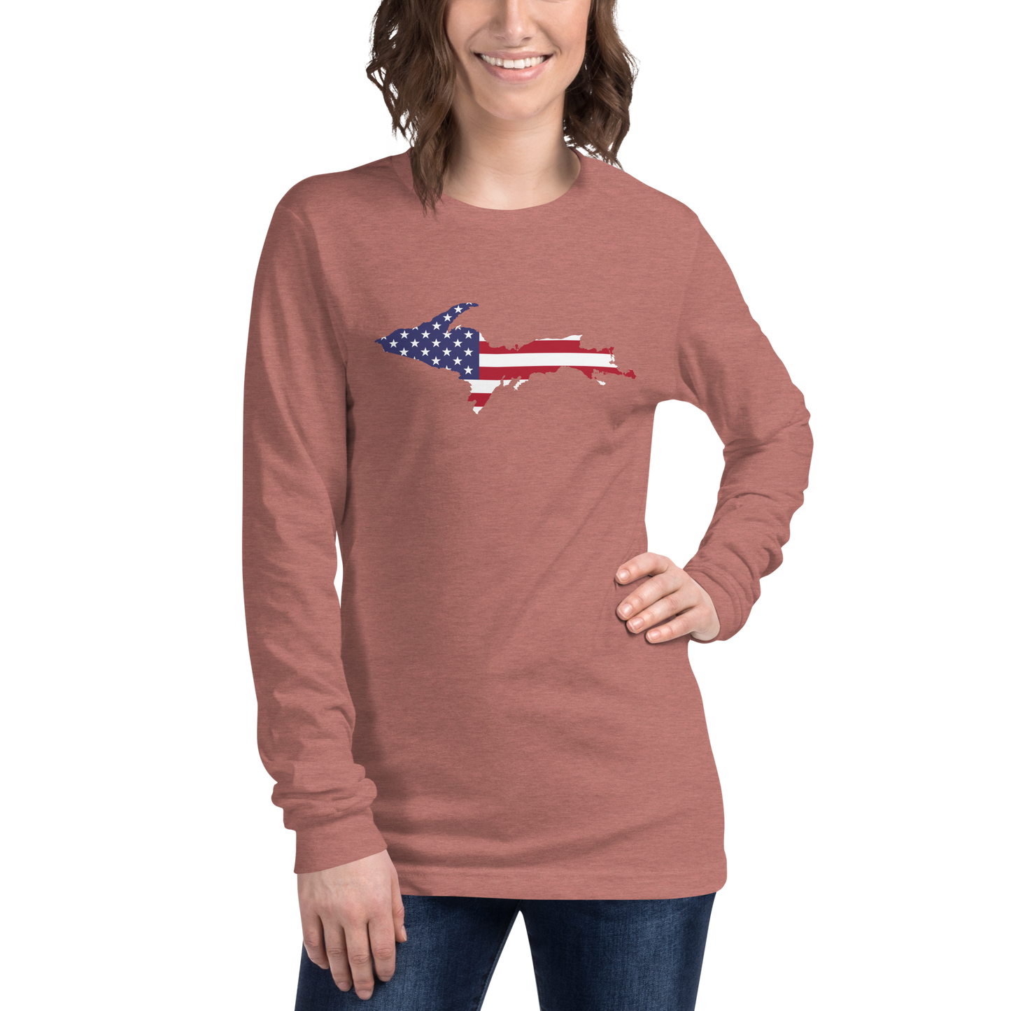 Michigan Upper Peninsula T-Shirt (w/ UP USA Flag Outline) | Unisex Long Sleeve