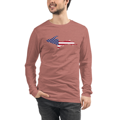 Michigan Upper Peninsula T-Shirt (w/ UP USA Flag Outline) | Unisex Long Sleeve