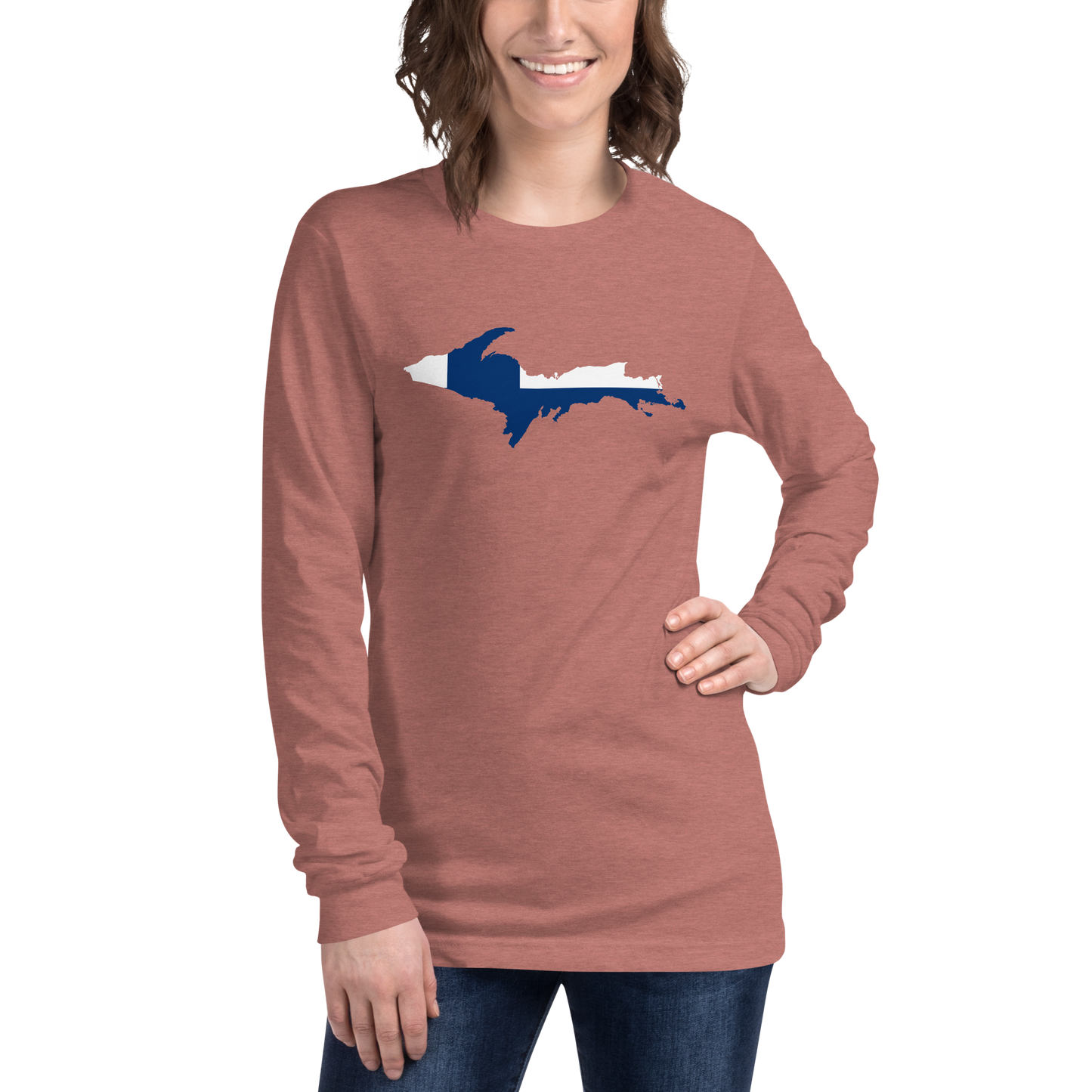 Michigan Upper Peninsula T-Shirt (w/ UP Finland Flag Outline) | Unisex Long Sleeve