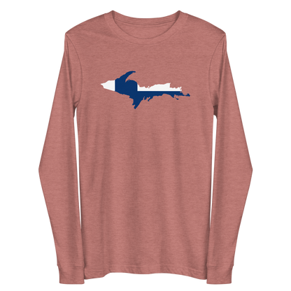 Michigan Upper Peninsula T-Shirt (w/ UP Finland Flag Outline) | Unisex Long Sleeve