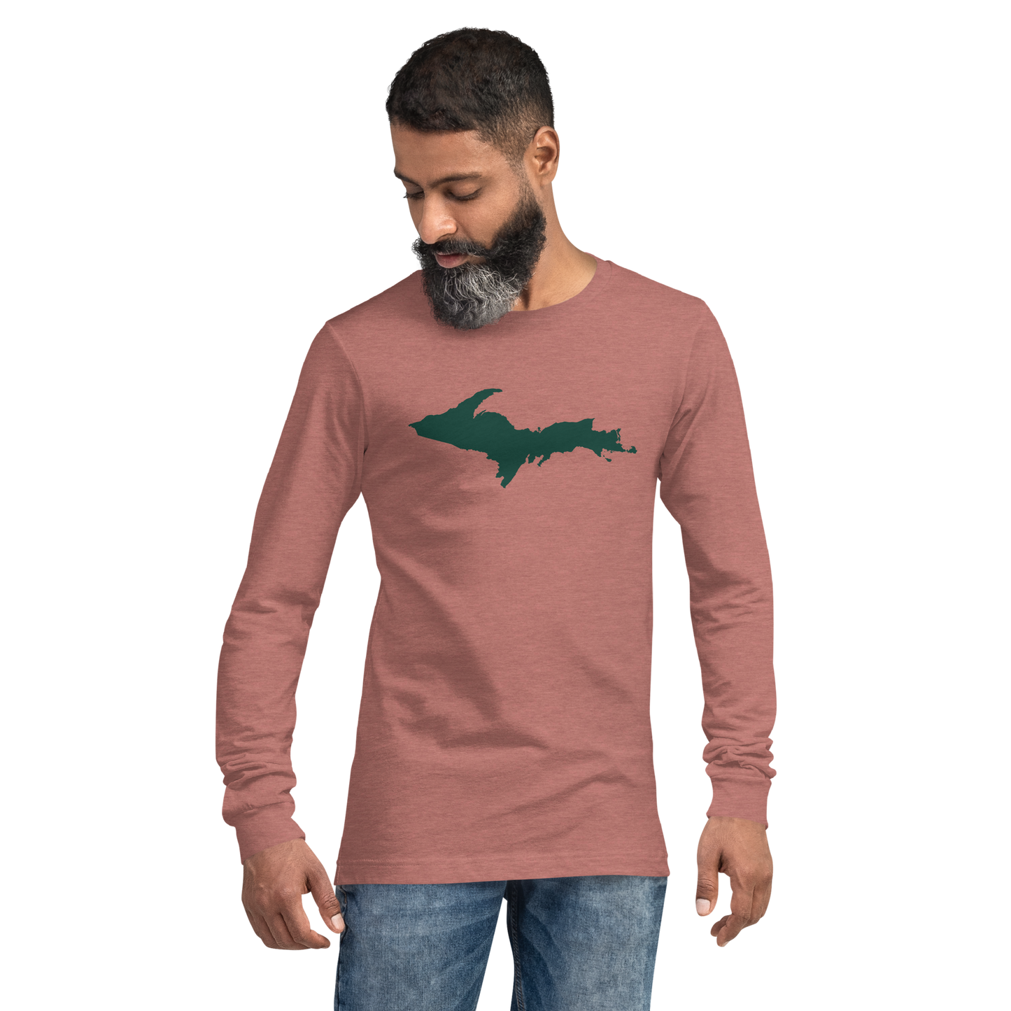 Michigan Upper Peninsula T-Shirt (w/ Green UP Outline) | Unisex Long Sleeve