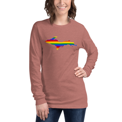 Michigan Upper Peninsula T-Shirt (w/ UP Pride Flag Outline) | Unisex Long Sleeve