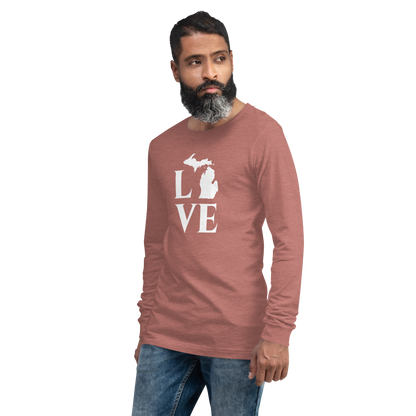 Michigan 'Love' T-Shirt (Roman Serif Font) | Unisex Long Sleeve